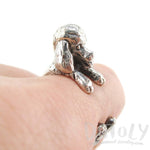 3D French Poodle Shaped Animal Wrap Ring in 925 Sterling Silver | Sizes 4 to 8.5 | DOTOLY