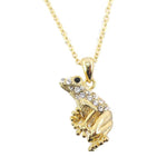 3D Frog Shaped Pendant Necklace in Gold with Rhinestones | DOTOLY