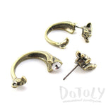 3D Giraffe Shaped Front and Back Two Part Stud Earrings in Brass | DOTOLY