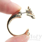 3D Giraffe Shaped Front and Back Two Part Stud Earrings in Gold | DOTOLY