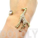 3D Giraffe Wrapped Around Your Wrist Bangle Cuff Bracelet in Gold | DOTOLY