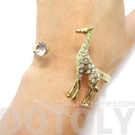 3D Giraffe Wrapped Around Your Wrist Bangle Cuff Bracelet in Gold | DOTOLY