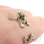 3D Golden Retriever Shaped Animal Wrap Ring in Brass | Animal Rings