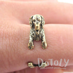 3D Golden Retriever Shaped Animal Wrap Ring in Brass | Animal Rings