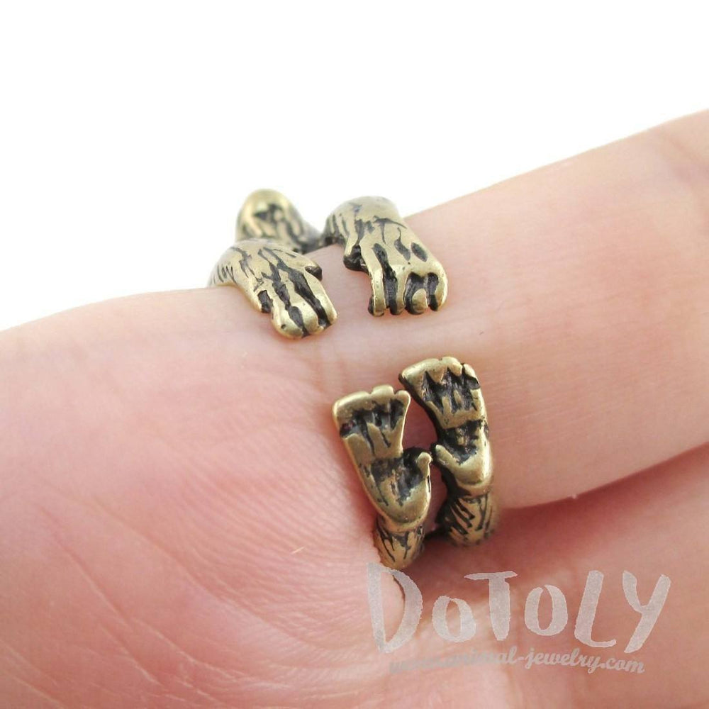 Gorilla Ape Shaped King Kong Wrapped Around Your Finger Ring in Brass
