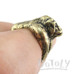 Gorilla Ape Shaped King Kong Wrapped Around Your Finger Ring in Brass