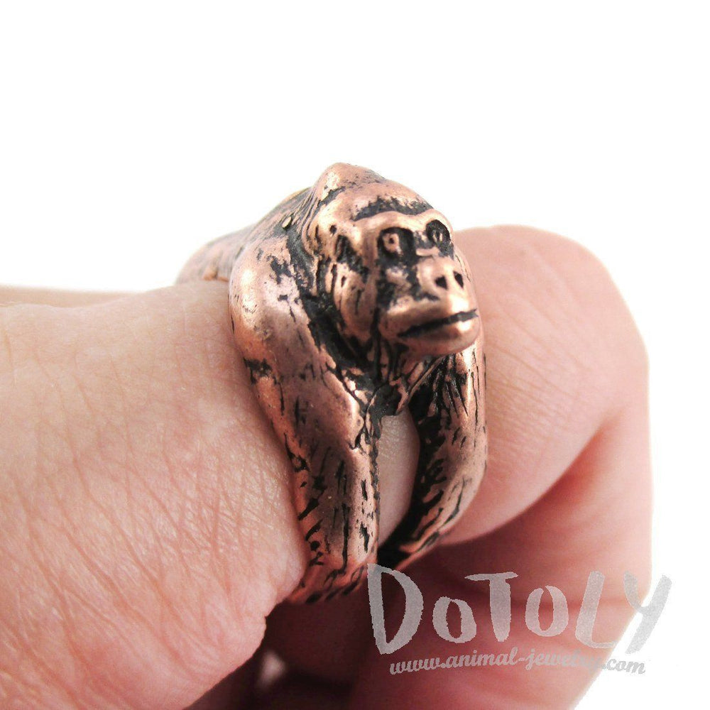 Gorilla Ape Shaped King Kong Wrapped Around Your Finger Ring in Copper