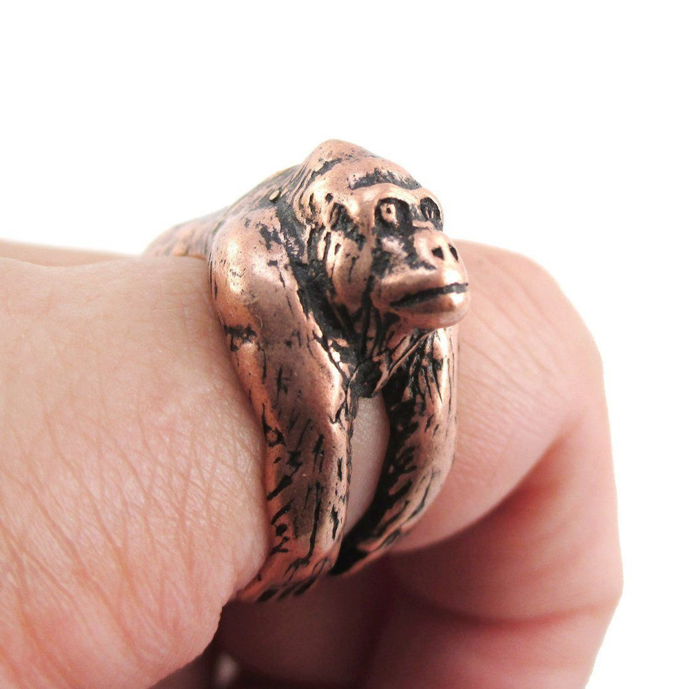 Gorilla Ape Shaped King Kong Wrapped Around Your Finger Ring in Copper