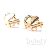 3D Grand Piano Shaped Music Themed Stud Earrings in Gold | DOTOLY | DOTOLY