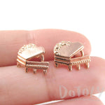 3D Grand Piano Shaped Music Themed Stud Earrings in Rose Gold | DOTOLY | DOTOLY