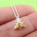 3D Housefly Insect Bug Fly Shaped Pendant Necklace in Gold or Silver