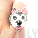 3D Husky Dog Face Shaped Enamel Animal Ring in US Size 7 and 8 | Limited Edition | DOTOLY