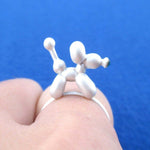 3D Jeff Koons Balloon Dog Shaped Ring in White | DOTOLY