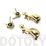 3D Kitty Cat Shaped Two Part Front and Back Dangle Earrings in Brass | DOTOLY | DOTOLY