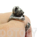 3D Koala Bear Wrapped Around Your Finger Shaped Animal Ring in Silver | US Size 4 to 8.5 | DOTOLY