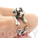 3D Labrador Retriever Shaped Animal Wrap Ring in Shiny Silver | Sizes 4 to 8.5 | DOTOLY