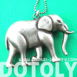 3D Large Elephant Animal Pendant Necklace in Silver | DOTOLY | DOTOLY