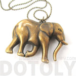 3D Large Elephant Shaped Animal Pendant Necklace in Brass | DOTOLY | DOTOLY