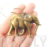 3D Large Elephant Shaped Animal Pendant Necklace in Brass | DOTOLY | DOTOLY