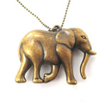 3D Large Elephant Shaped Animal Pendant Necklace in Brass | DOTOLY | DOTOLY