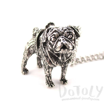 3D Lifelike Pug Shaped Animal Pendant Necklace | Jewelry for Dog Lovers | DOTOLY