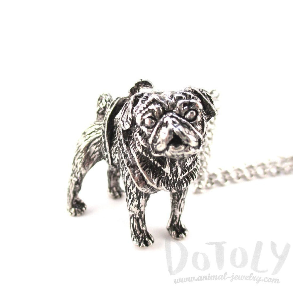 3D Lifelike Pug Shaped Animal Pendant Necklace | Jewelry for Dog Lovers | DOTOLY