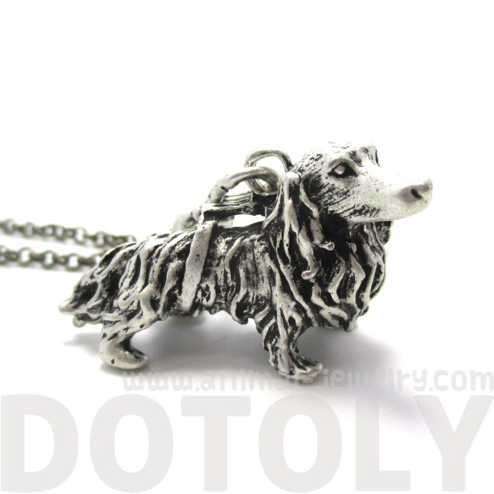 3D Longhaired Dachshund Shaped Animal Pendant Necklace | Jewelry for Dog Lovers | DOTOLY