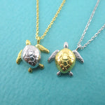 3D Marine Loggerhead Sea Turtle Shaped Pendant Necklace