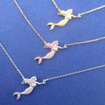 3D Mermaid with Flowing Hair Shaped Pendant Necklace