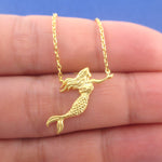 3D Mermaid with Flowing Hair Shaped Pendant Necklace