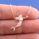 3D Mermaid with Flowing Hair Shaped Pendant Necklace