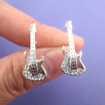 Miniature Electric Bass Guitar Shaped Musical Instrument Stud Earrings