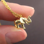 3D Miniature Elephant Figure Shaped Pendant Necklace in Silver or Gold