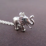 3D Miniature Elephant Figure Shaped Pendant Necklace in Silver or Gold