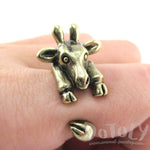3D Miniature Giraffe Shaped Animal Wrap Ring in Brass | US Sizes 6 to 8 | DOTOLY