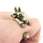 3D Miniature Giraffe Shaped Animal Wrap Ring in Brass | US Sizes 6 to 8 | DOTOLY