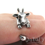 3D Miniature Giraffe Shaped Animal Wrap Ring in Silver | US Sizes 6 to 8 | DOTOLY