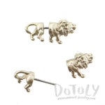 3D Miniature Lion Shaped Front and Back Earrings in Gold | DOTOLY