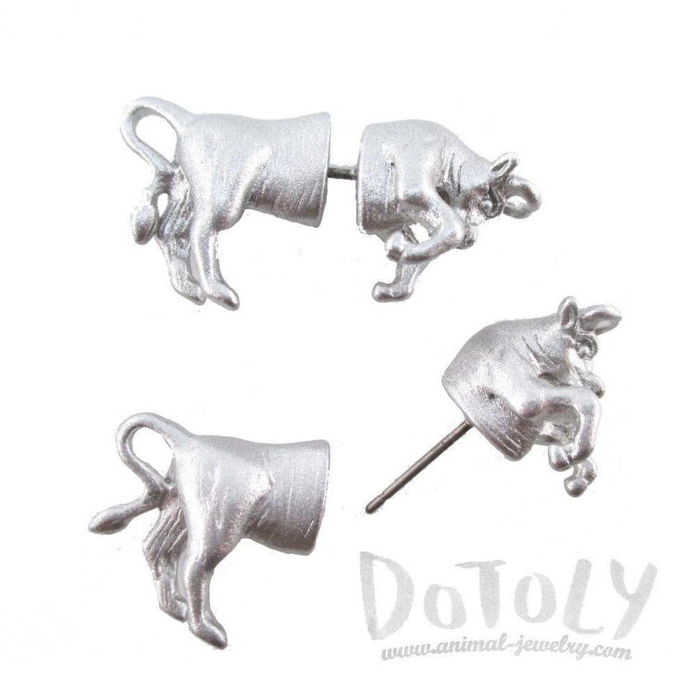 3d-miniature-taurus-bull-shaped-front-and-back-stud-earrings-in-glittery-silver