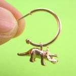 3D Miniature Triceratops Dinosaur Shaped Stud Hoop Earrings | DOTOLY