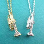 3D Miniature Trumpet Shaped Musical Instrument Jazz Pendant Necklace