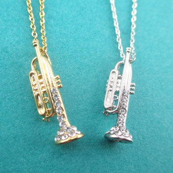 3D Miniature Trumpet Shaped Musical Instrument Jazz Pendant Necklace
