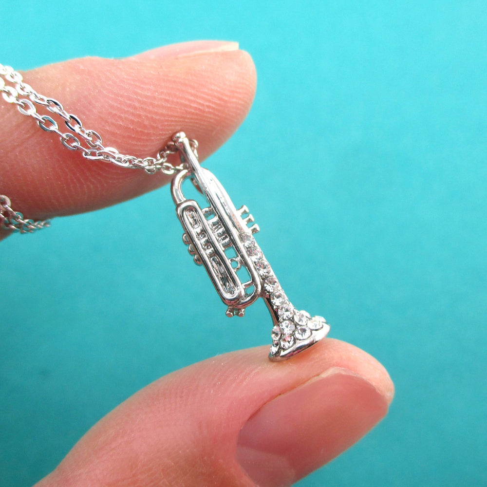 3D Miniature Trumpet Shaped Musical Instrument Jazz Pendant Necklace