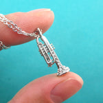 3D Miniature Trumpet Shaped Musical Instrument Jazz Pendant Necklace