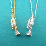 3D Miniature Trumpet Shaped Musical Instrument Jazz Pendant Necklace