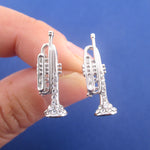 3D Miniature Trumpet Shaped Musical Instrument Jazz Stud Earrings