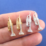 3D Miniature Trumpet Shaped Musical Instrument Jazz Stud Earrings