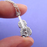 3D Miniature Violin Fiddle Shaped Musical Instrument Pendant Necklace
