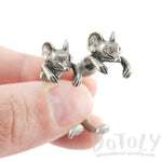 3D Mouse Shaped Front and Back Two Part Stud Earrings in Silver | DOTOLY