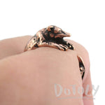 3D Opossum Possum Hugging Your Finger Shaped Animal Ring in Copper